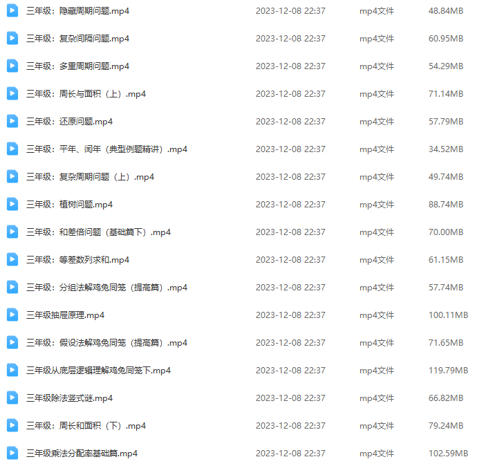 小學(xué)1-6年級奧數(shù)1000題數(shù)學(xué)思維課【視頻】網(wǎng)盤下載