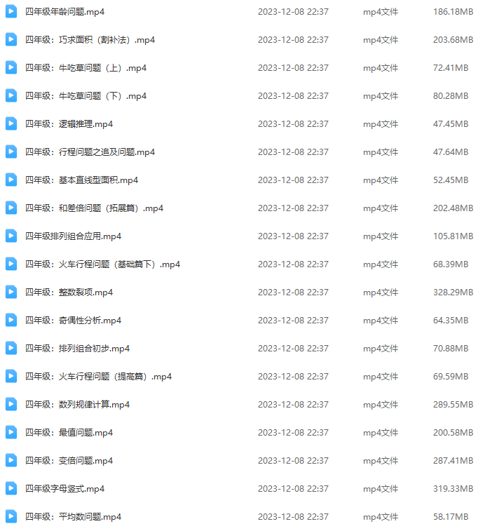 小學(xué)1-6年級奧數(shù)1000題數(shù)學(xué)思維課【視頻】網(wǎng)盤下載
